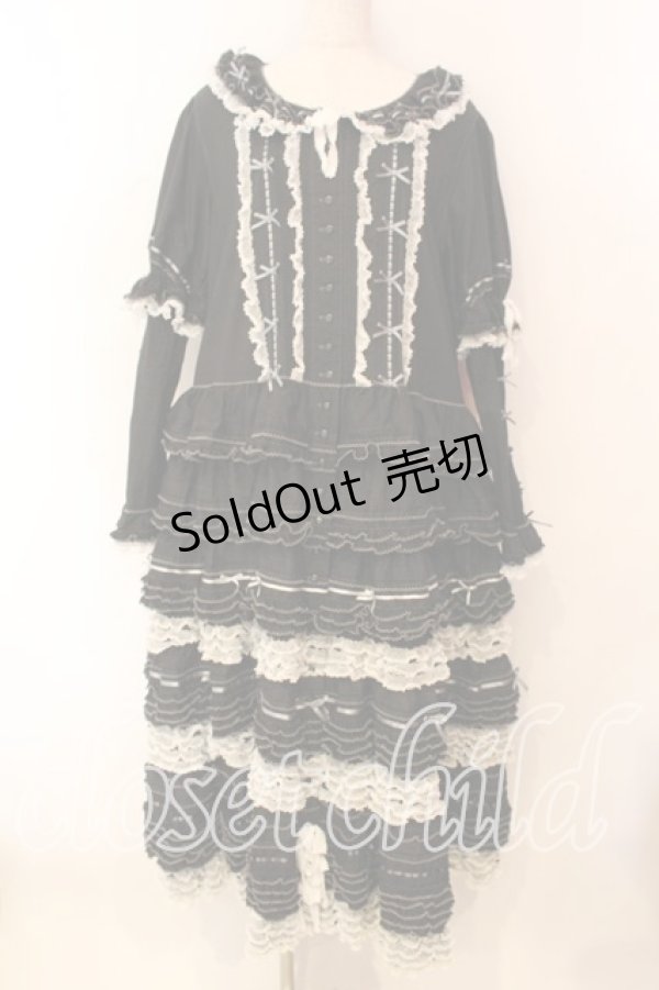 画像1: PINK HOUSE / はしごリボンレースワンピース  クロ O-25-12-16-085-LO-OP-IG-OS (1)