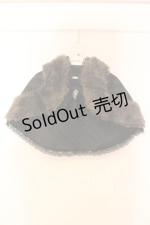 画像: MARBLE / ヴィクトリアン調クラシカルカメオケープ  グレーファー×黒グレーチェック O-25-12-16-089-GO-TO-IG-OS