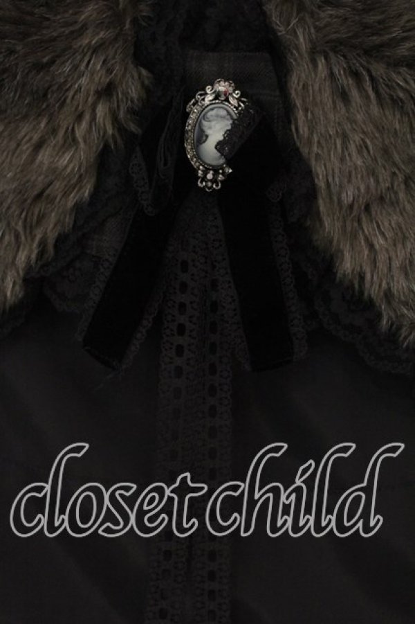 画像2: MARBLE / ヴィクトリアン調クラシカルカメオケープ  グレーファー×黒グレーチェック O-25-12-16-089-GO-TO-IG-OS (2)