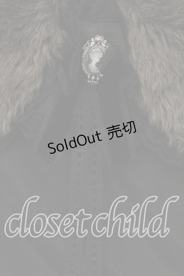 画像2: MARBLE / ヴィクトリアン調クラシカルカメオケープ  グレーファー×黒グレーチェック O-25-12-16-089-GO-TO-IG-OS (2)