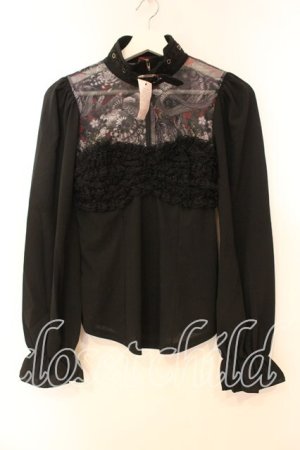 画像: Qutie Frash / 和柄メッシュブラウス  ブラック O-25-12-16-009-QU-BL-OW-OS