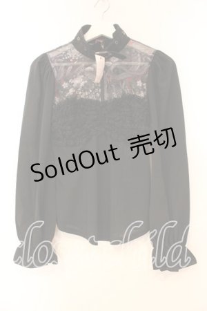 画像: Qutie Frash / 和柄メッシュブラウス  ブラック O-25-12-16-009-QU-BL-OW-ZY