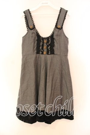 画像: axes femme / 千鳥格子ジャンパースカート  クロ×グレー O-25-12-16-020-AX-OP-IG-OS