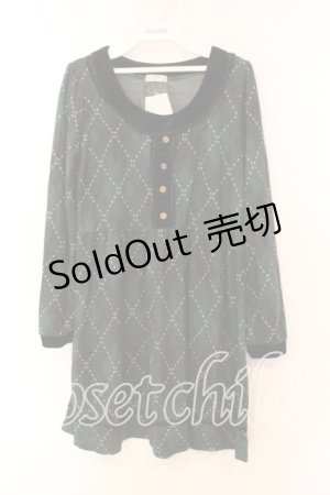 画像: axes femme / アーガイル柄チュニック Ｍ グリーン O-25-12-16-025-AX-TO-IG-ZT1219X