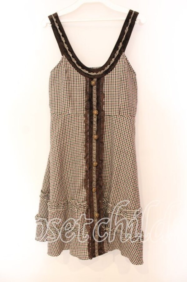 画像1: axes femme / フロントレースジャンパースカート  ブラウン系 O-25-12-16-028-AX-OP-IG-OS (1)