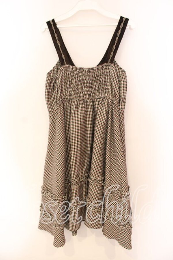 画像2: axes femme / フロントレースジャンパースカート  ブラウン系 O-25-12-16-028-AX-OP-IG-OS (2)