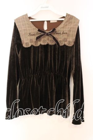 画像: axes femme POETIQUE / セーラー襟チェック柄プルオーバー Ｍ ブラウン O-25-12-16-031-AX-TO-IG-OS