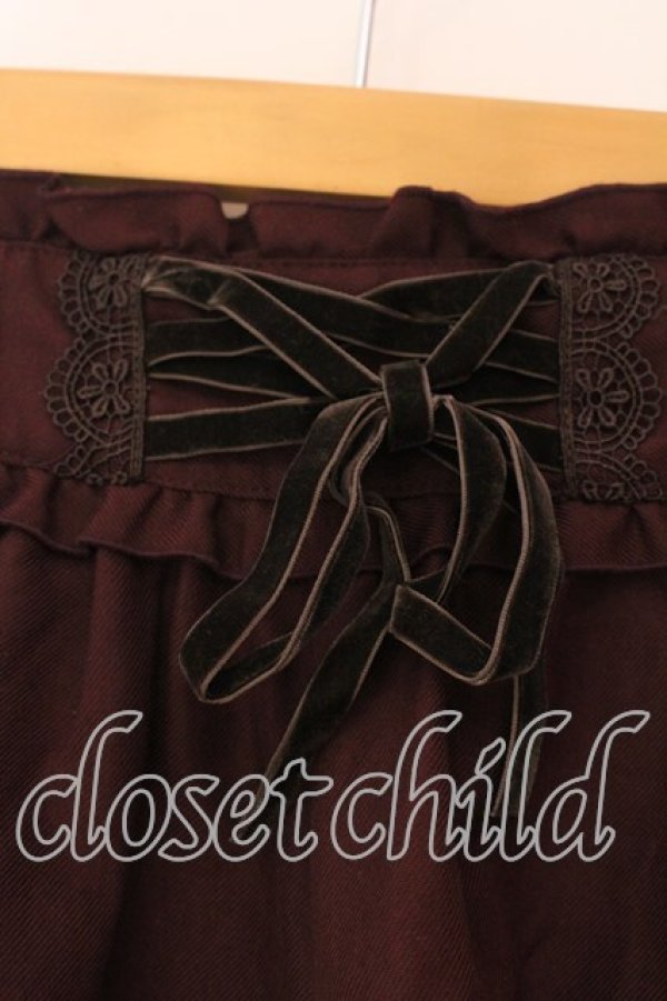 画像2: axes femme / ベロアレースアップキュロット  ワイン O-25-12-16-033-AX-PA-IG-OS (2)