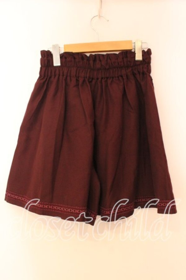 画像3: axes femme / ベロアレースアップキュロット  ワイン O-25-12-16-033-AX-PA-IG-OS (3)