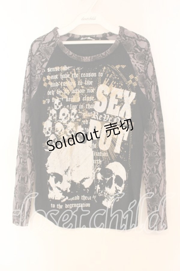 画像1: SEX POT ReVeNGe / パイソンラグランカットソー  ブラック O-25-12-16-034-SP-TO-IG-OS (1)