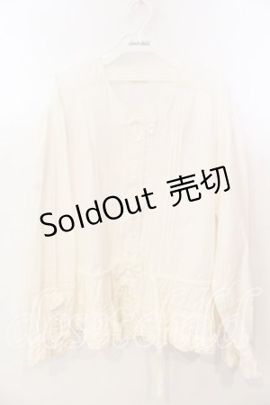 画像: KETTY / フリルリボンノーカラーブラウス  シロ O-25-12-17-029-EL-BL-IG-OS