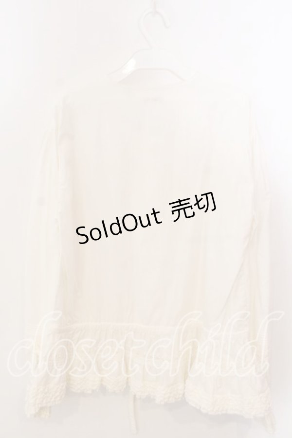 画像3: KETTY / フリルリボンノーカラーブラウス  シロ O-25-12-17-029-EL-BL-IG-OS (3)