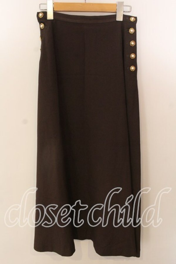 画像1: INGEBORG / サイドパールボタンスカート  ブラウン O-25-12-17-042-LO-SK-IG-OS (1)