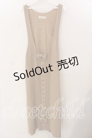 画像: KANEKO ISAO / タックリボンジャンパースカート  キャメル O-25-12-17-044-EL-OP-IG-ZT388