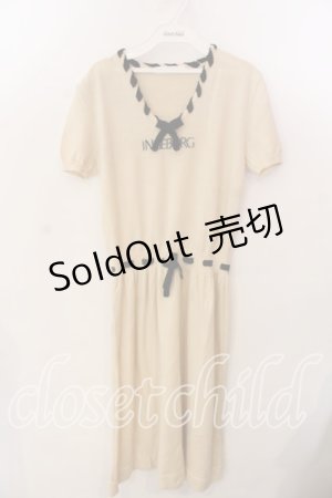 画像: INGEBORG / ロゴニットリボンワンピース  アイボリー O-25-12-17-045-LO-OP-IG-OS