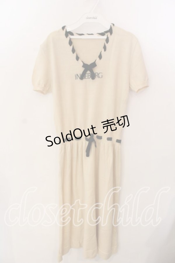 画像1: INGEBORG / ロゴニットリボンワンピース  アイボリー O-25-12-17-045-LO-OP-IG-OS (1)