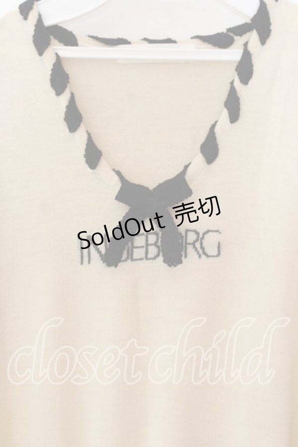 画像2: INGEBORG / ロゴニットリボンワンピース  アイボリー O-25-12-17-045-LO-OP-IG-OS (2)
