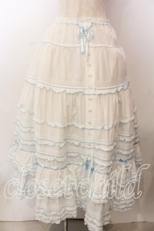 画像: PINK HOUSE / ローンフリルティアードスカート  シロ×サックス O-25-12-17-058-LO-SK-IG-OS