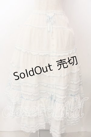 画像: PINK HOUSE / ローンフリルティアードスカート  シロ×サックス O-25-12-17-058-LO-SK-IG-OS