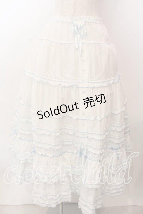 画像1: PINK HOUSE / ローンフリルティアードスカート  シロ×サックス O-25-12-17-058-LO-SK-IG-OS (1)