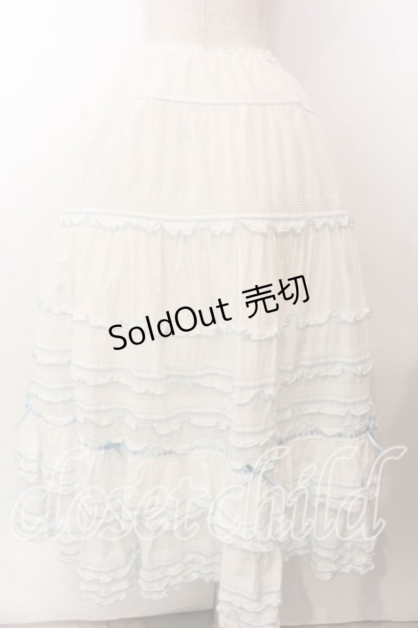 画像3: PINK HOUSE / ローンフリルティアードスカート  シロ×サックス O-25-12-17-058-LO-SK-IG-OS (3)