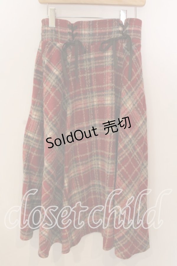 画像1: axes femme / レースアップ起毛チェックスカート  アカ系 O-25-12-17-069-AX-SK-IG-OS (1)