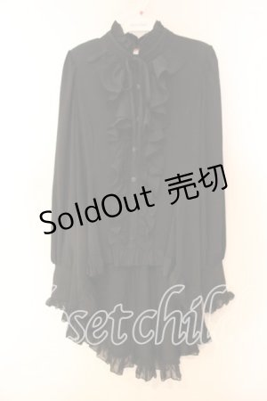 画像: Qutie Frash / 後ろロングフリルブラウス  ブラック O-25-12-17-007-QU-BL-YM-OS