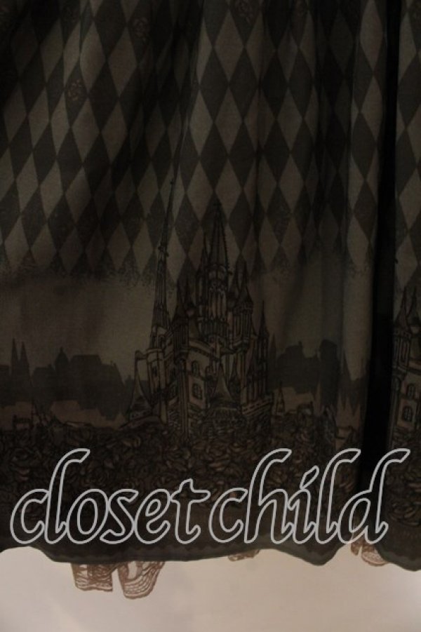 画像2: axes femme / メルヘンcastle柄ワンピース Ｍ グリーン O-25-12-17-072-AX-OP-IG-OS (2)