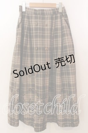 画像: axes femme / フロッキーチェックスカート  グリーン O-25-12-17-073-AX-SK-IG-OS