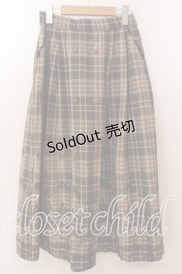 画像1: axes femme / フロッキーチェックスカート  グリーン O-25-12-17-073-AX-SK-IG-OS (1)