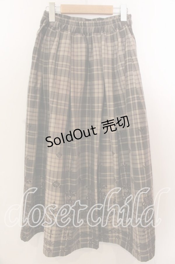 画像2: axes femme / フロッキーチェックスカート  グリーン O-25-12-17-073-AX-SK-IG-OS (2)