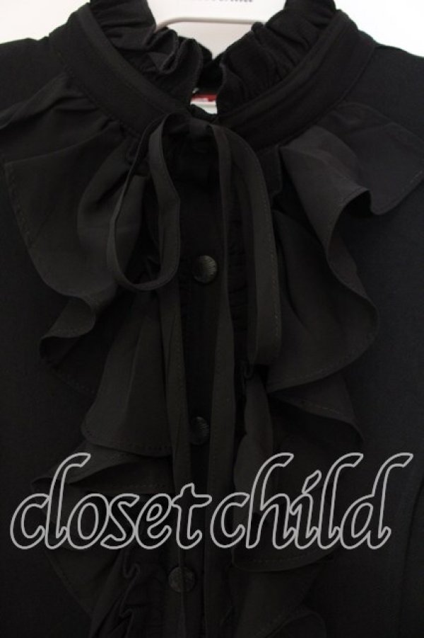 画像2: Qutie Frash / 後ろロングフリルブラウス  ブラック O-25-12-17-007-QU-BL-YM-OS (2)