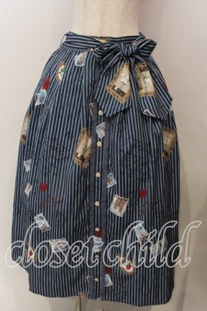 画像: axes femme / ボン・ヴォヤージュ柄スカート  ブルー O-25-12-17-076-AX-SK-IG-OS