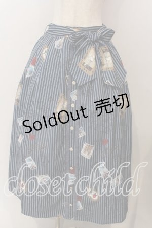 画像: axes femme / ボン・ヴォヤージュ柄スカート  ブルー O-25-12-17-076-AX-SK-IG-OS