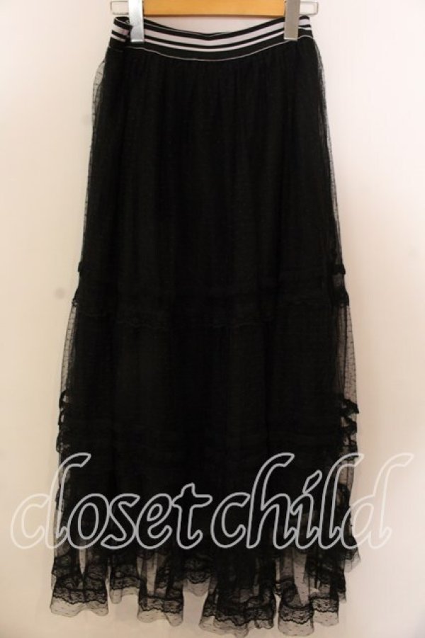画像2: axes femme POETIQUE / ラインレースチュールスカート  クロ O-25-12-17-079-AX-SK-IG-OS (2)