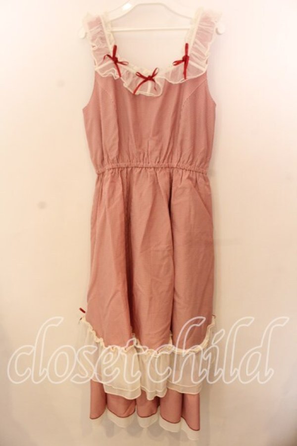 画像1: axes femme / ローズリボンチェックワンピース  アカ O-25-12-17-082-AX-OP-IG-OS (1)