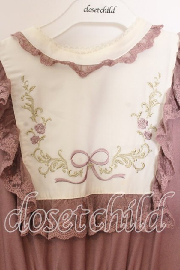 画像2: axes femme POETIQUE / ブロッキングブーケ刺繍ワンピース  ピンク O-25-12-17-085-AX-OP-IG-OS (2)