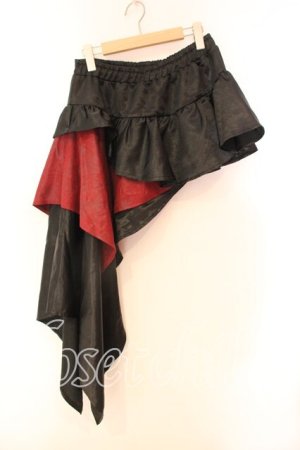 画像: Qutie Frash / アシメラップスカート  ブラックｘレッド O-25-12-17-008-QU-SK-YM-OS