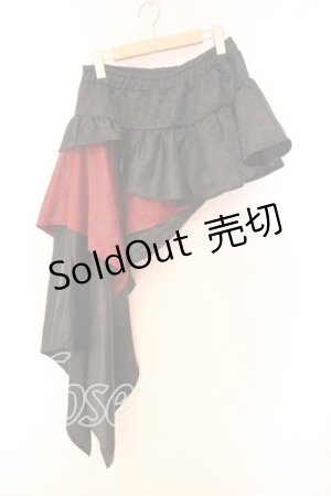画像: Qutie Frash / アシメラップスカート  ブラックｘレッド O-25-12-17-008-QU-SK-YM-OS