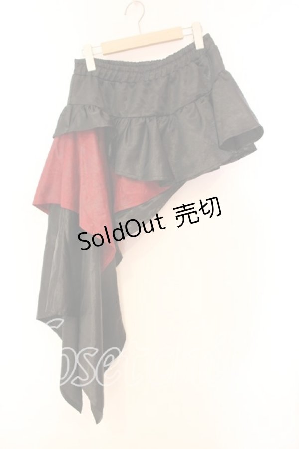 画像1: Qutie Frash / アシメラップスカート  ブラックｘレッド O-25-12-17-008-QU-SK-YM-OS (1)