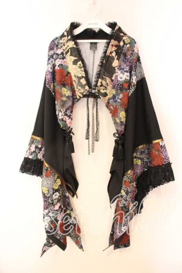 画像1: Qutie Frash / 2025プレミアムセット【華龍】着物カーデ  ブラック×マルチ O-25-12-17-009-QU-SK-IG-OS (1)