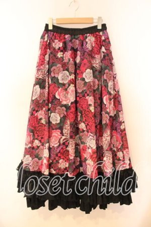 画像: Qutie Frash / 和柄ロングスカート  公式色展開パープル O-25-12-17-010-QU-SK-IG-OS