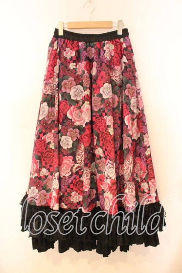 画像1: Qutie Frash / 和柄ロングスカート  公式色展開パープル O-25-12-17-010-QU-SK-IG-OS (1)