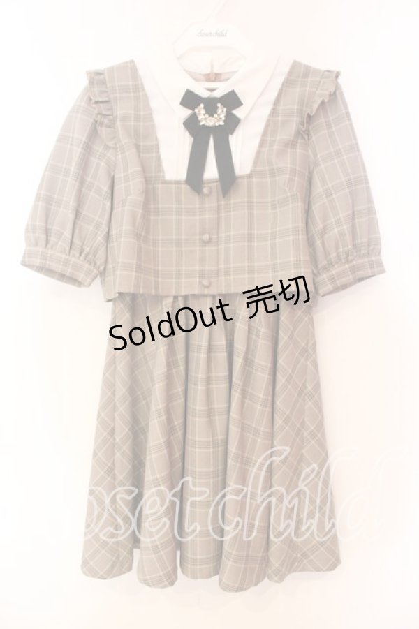 画像1: Rojita / 配色チェックカラーワンピース  ブラウン O-25-12-17-002-LO-OP-IG-OS (1)