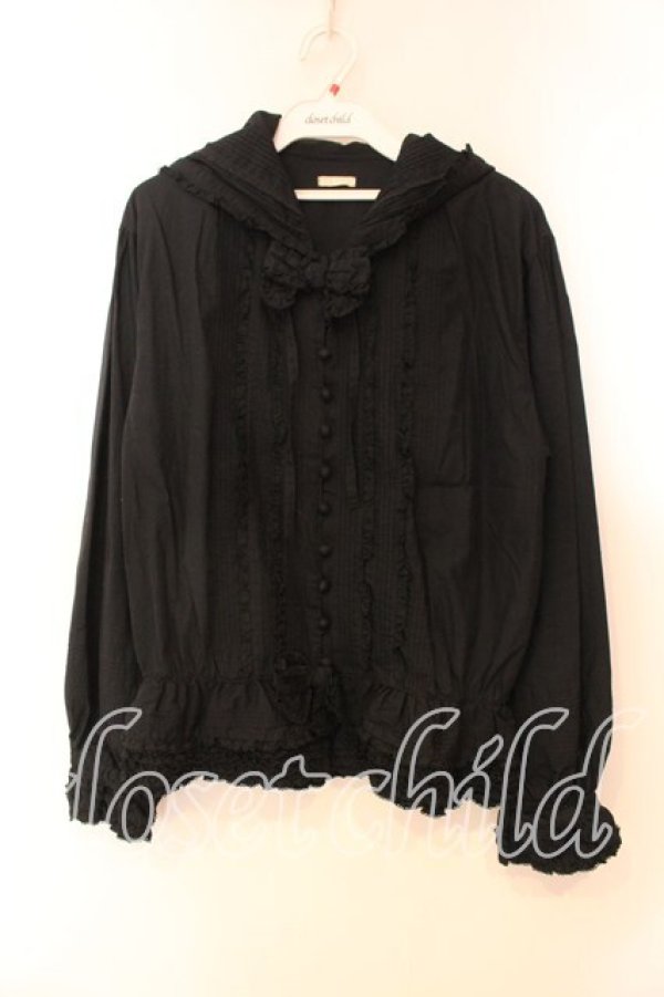 画像1: KETTY / タックフリルフードブラウス  クロ O-25-12-17-014-EL-BL-IG-OS (1)