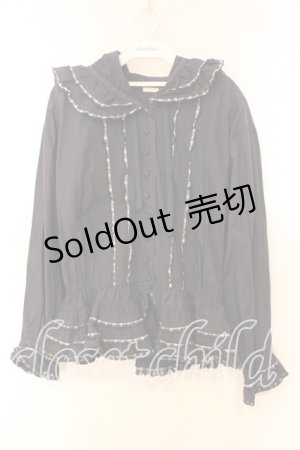 画像: KETTY / ギンガムフリルタックブラウス  ネイビー O-25-12-17-016-EL-BL-IG-OS