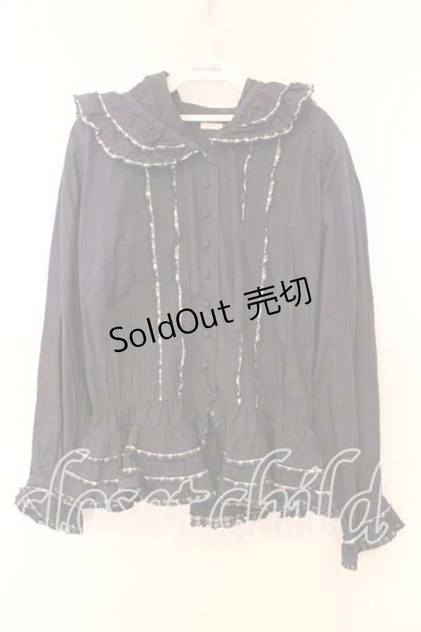 画像1: KETTY / ギンガムフリルタックブラウス  ネイビー O-25-12-17-016-EL-BL-IG-OS (1)