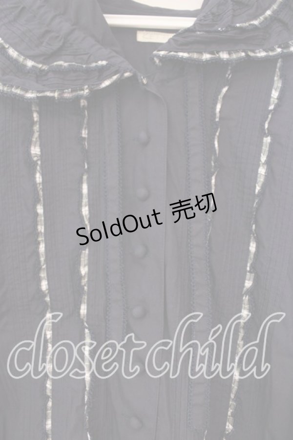 画像2: KETTY / ギンガムフリルタックブラウス  ネイビー O-25-12-17-016-EL-BL-IG-OS (2)