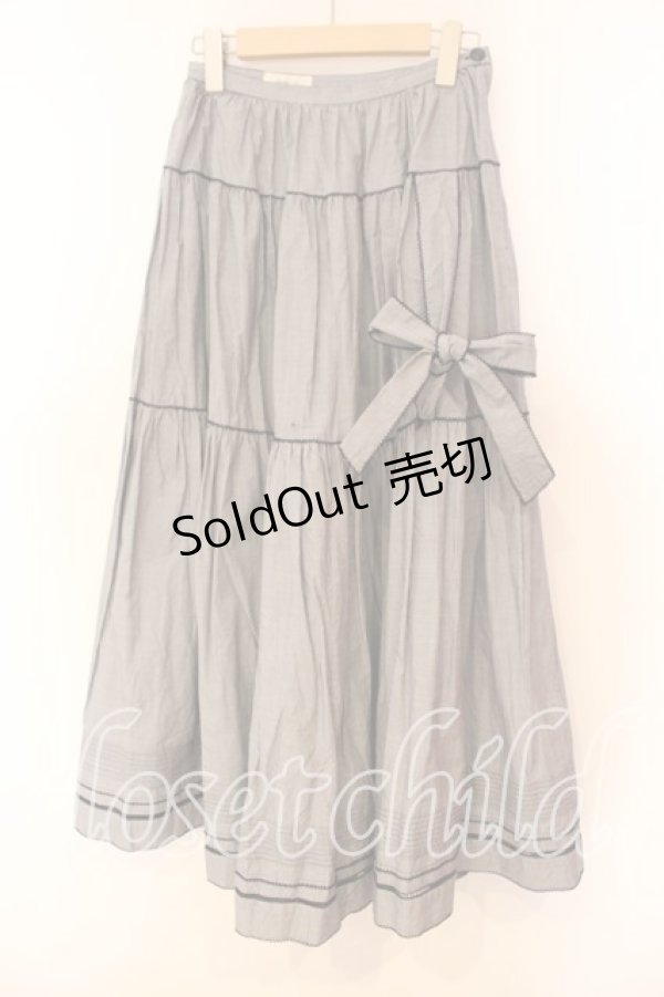 画像1: pa.se.ri. / 裾タックギンガムスカート  ネイビー O-25-12-17-017-LO-SK-IG-OS (1)