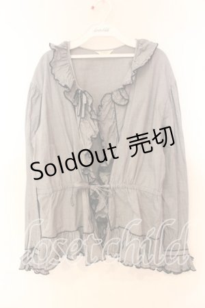 画像: pa.se.ri. / ギンガムフリルカーディガン  ネイビー O-25-12-17-018-LO-BL-IG-OS